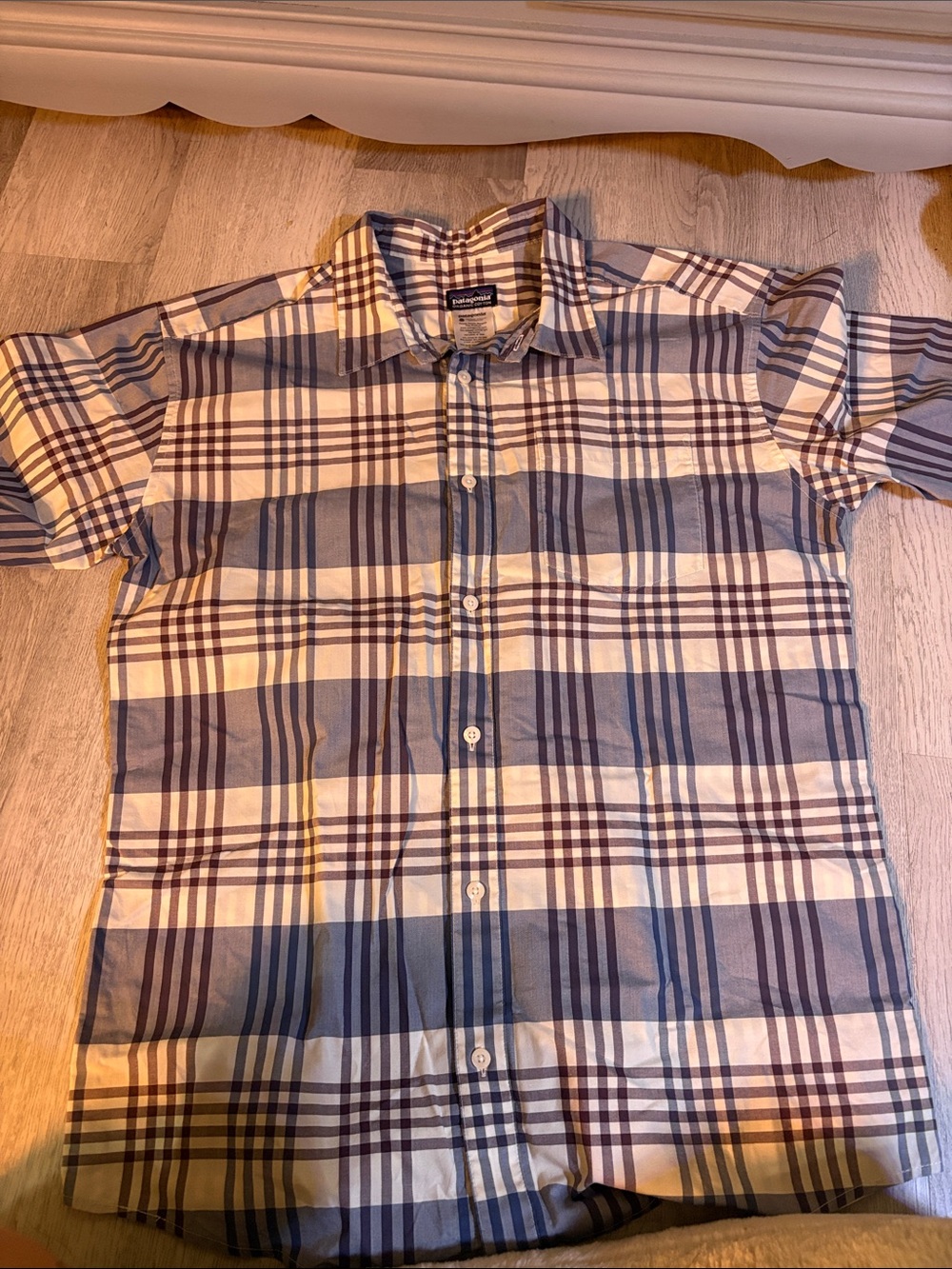 Patagonia Men’s Short-Sleeve Plaid Button-Down - Blue & White
